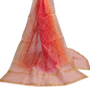 Sushila Vintage veelkleurige dupatta-mix weefsel met bandhani bedrukte stola om te dragen of te knutselen