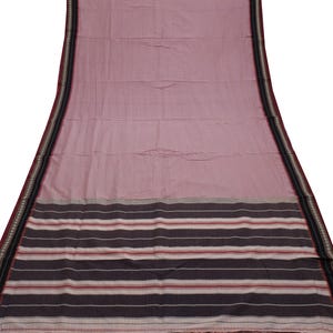 Sushila Vintage Handloom Ilkal Saree Art Cotton Cream Checks Woven Sari Craft  Fabric