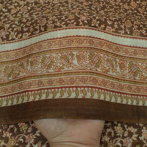 Sushila Vintage Green Saree 100% pura seta stampata floreale morbido tessuto artigianale Sari per uso da indossare o per scopi artigianali