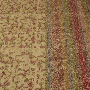 Sari indiano vintage Sushila in pura seta, tessuto morbido stampato e autoprodotto, 6 iarde, per uso da indossare o per lavori artigianali.