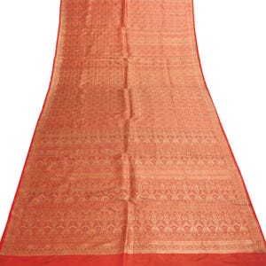 Sushila vintage lourd sari pur satin de soie banarasi brocart tissé sari rouge tissu artisanal indien
