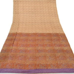 Sushila Vintage Cream Saree 100% pura seta stampata floreale morbido tessuto artigianale Sari per uso indossabile o artigianale