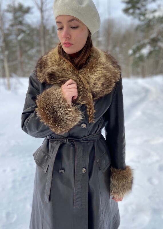 70s fur collar coat
