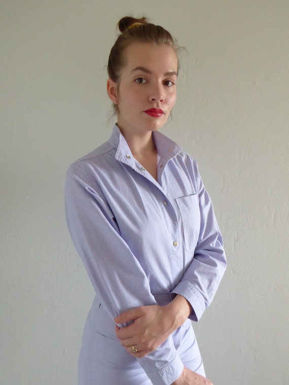 Vintage Vuokko jumpsuit / overalls, baby blue stri