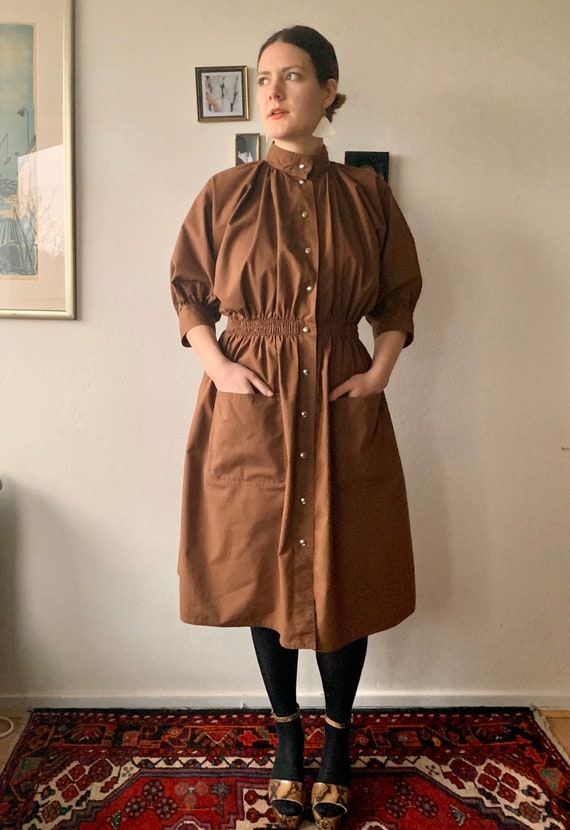 Vintage Vuokko dress / brown midi cotton dress