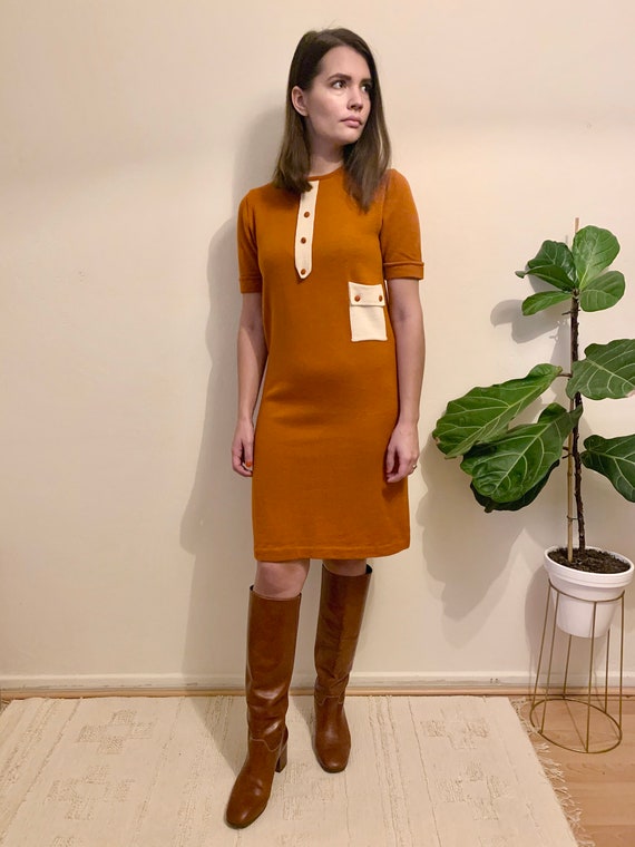 60's wool knit dress / mod mini dress