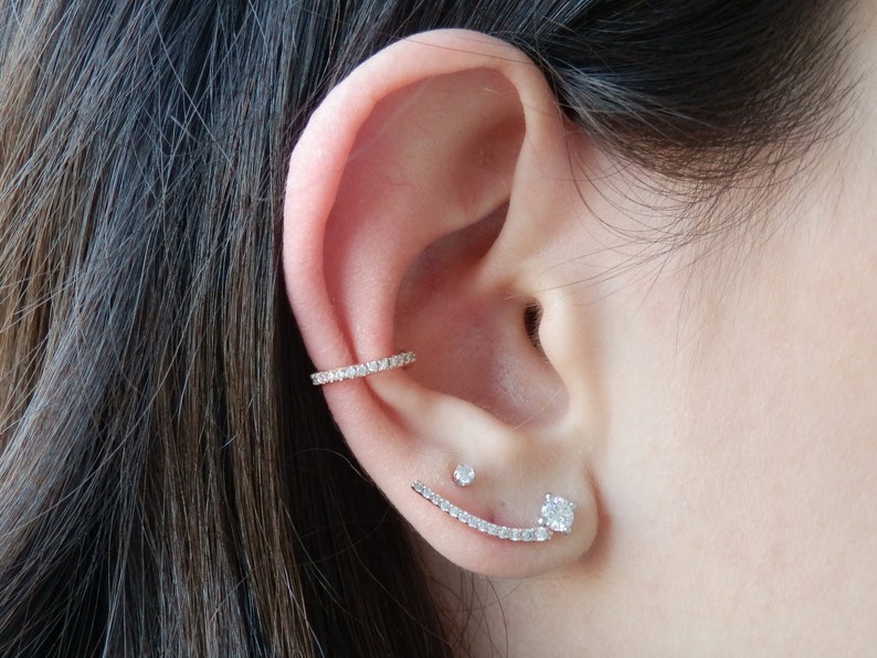 Rose Gold Diamond Ear cuff Diamond Cuff Earring 14k Solid Gold Ear Cuff Pave Diamond Diamonds Ear Cuff Diamond Ear Cuff No Piercing