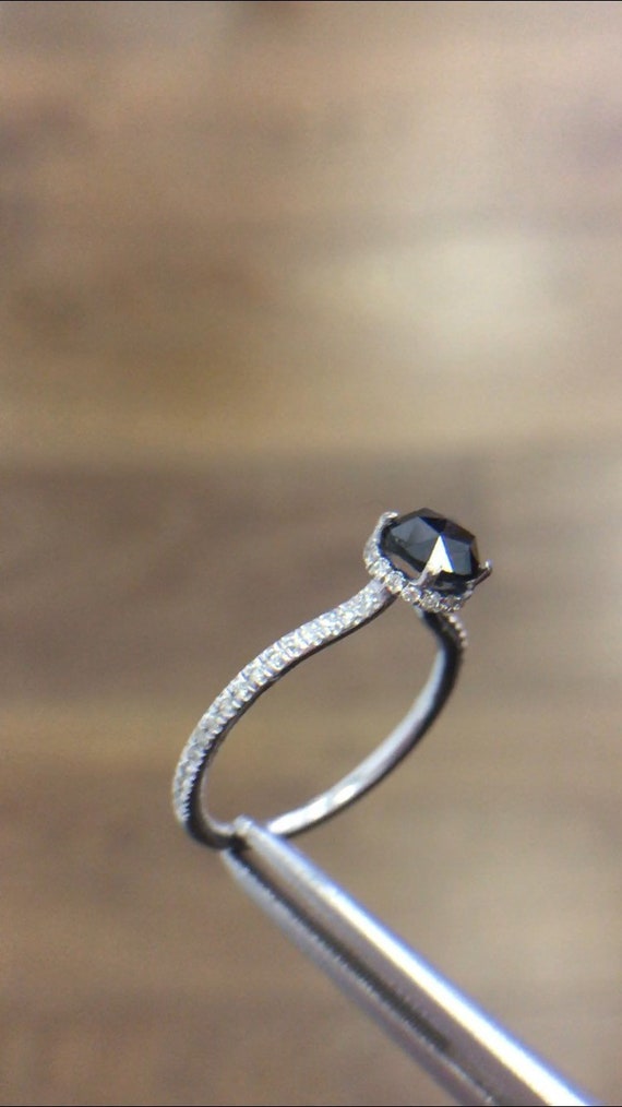 dainty black diamond ring