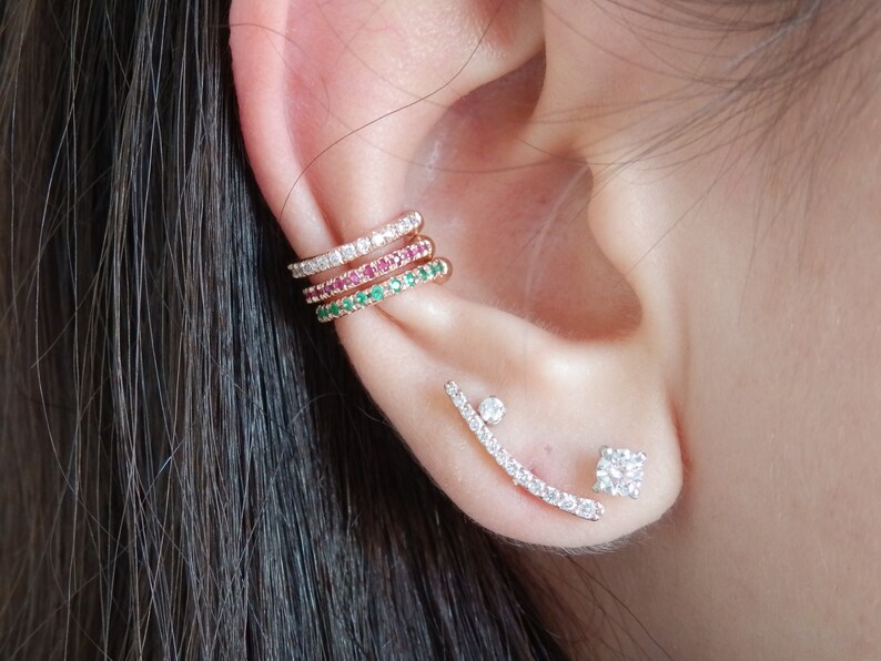 Rose Gold Diamond Ear cuff Diamond Cuff Earring 14k Solid Gold Ear Cuff Pave Diamond Diamonds Ear Cuff Diamond Ear Cuff No Piercing