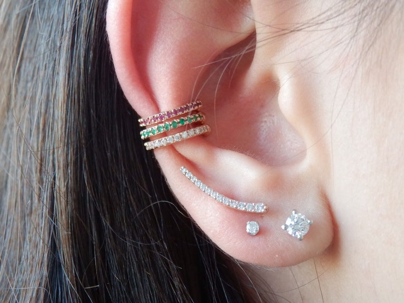 Rose Gold Diamond Ear cuff Diamond Cuff Earring 14k Solid Gold Ear Cuff Pave Diamond Diamonds Ear Cuff Diamond Ear Cuff No Piercing