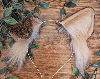 Dog Ears : mix brown Faux Fur dog Ears Headband/ Handmade  Ears / Faux Fur Ears/ dog Ears Headband/ Fluffy beagle Ears