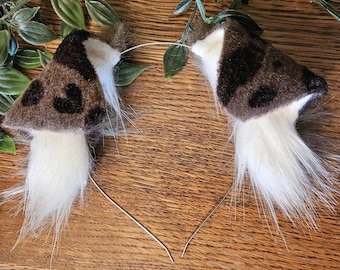 Dog Ears : brown Dalmatian Faux Fur dog Ears Headband/ Handmade  Ears / Faux Fur Ears/ dog Ears Headband/ Fluffy puppy Ears