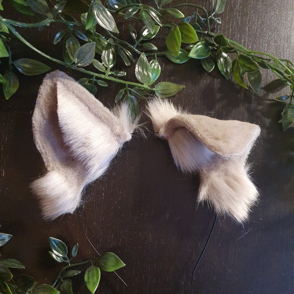 Dog Ears : gray silver puppy ears/ Faux Fur dog Ears Headband/ Handmade  Ears / Faux Fur Ears/ dog Ears Headband/ Fluffy puppy Ears