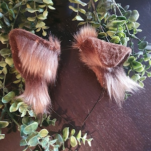 Dog Ears : brown Faux Fur dog Ears Headband/ Handmade  Ears / Faux Fur Ears/ dog Ears Headband/ Fluffy beagle Ears