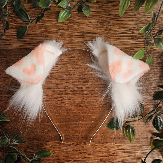 Dog Ears Pink Dalmatian Faux Fur Dog Ears Headband Handmade Ears Faux Fur Ears Dog Ears Headband Fluffy Puppy Ears Etsy