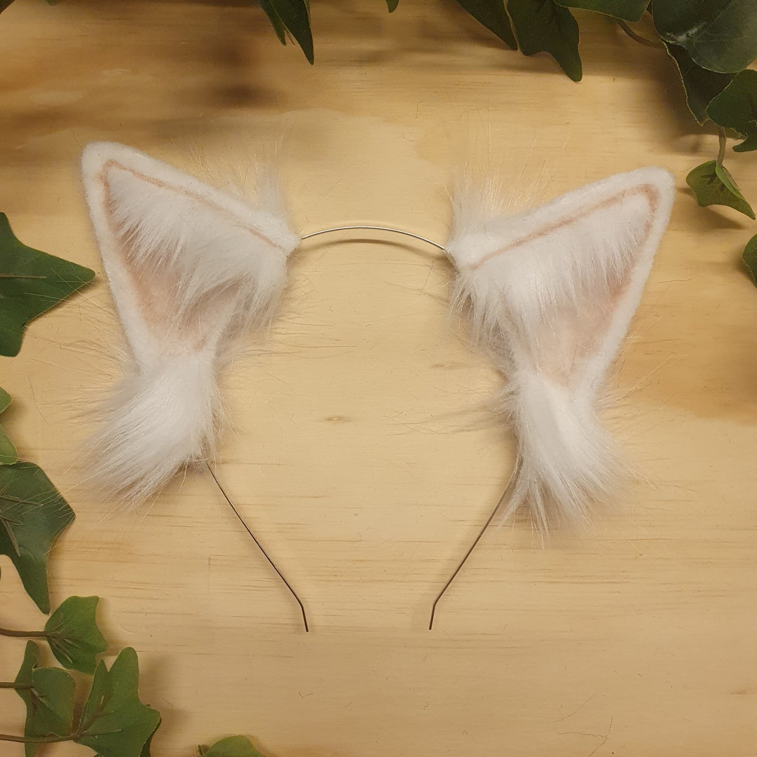 Cat Ears White Faux Fur Cat Ears Headband/ Handmade Ears / Etsy