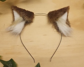 Bigger Cat Ears brown: Faux fur Cat Ears Headband/ Handmade Kitten Ears / Fluffy Cat Ears/ Faux Fur Ears/ Cat Ears Headband