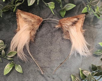 Cat Ears brown: Faux fur Cat Ears Headband/ Handmade Kitten Ears / Fluffy Cat Ears/ Faux Fur Ears/ Cat Ears Headband