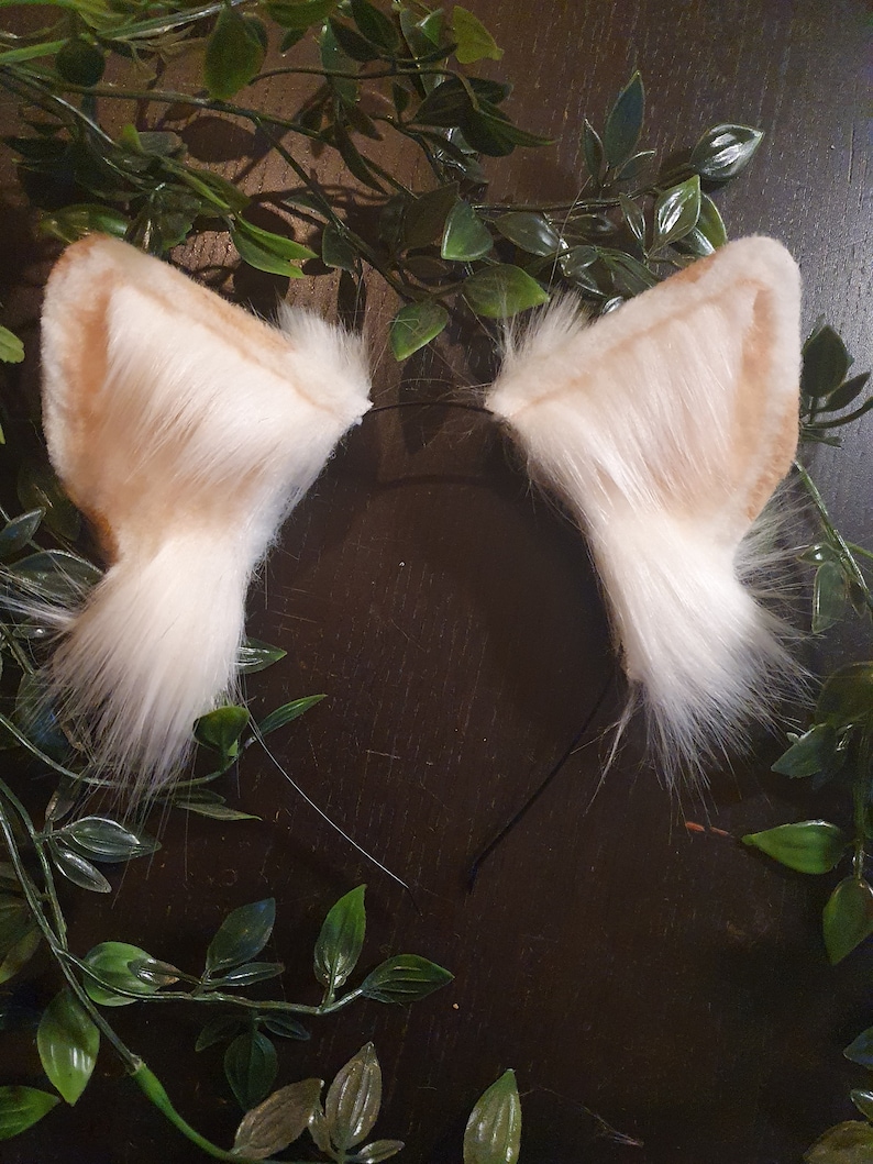 Dog Ears : Light brown Dalmatian Faux Fur dog Ears Headband/ Handmade Ears / Faux Fur Ears/ dog Ears Headband/ Fluffy puppy Ears image 3