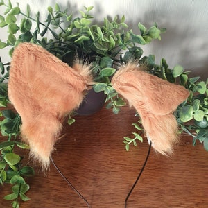 Dog Ears : orangy brown Faux Fur dog Ears Headband/ Handmade  Ears / Faux Fur Ears/ dog Ears Headband/ Fluffy puppy Ears