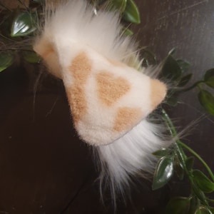 Dog Ears : Light brown Dalmatian Faux Fur dog Ears Headband/ Handmade Ears / Faux Fur Ears/ dog Ears Headband/ Fluffy puppy Ears image 2