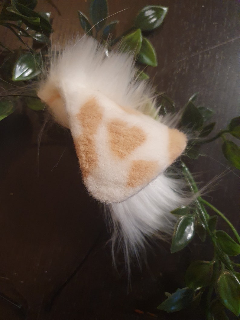 Dog Ears : Light brown Dalmatian Faux Fur dog Ears Headband/ Handmade Ears / Faux Fur Ears/ dog Ears Headband/ Fluffy puppy Ears image 2