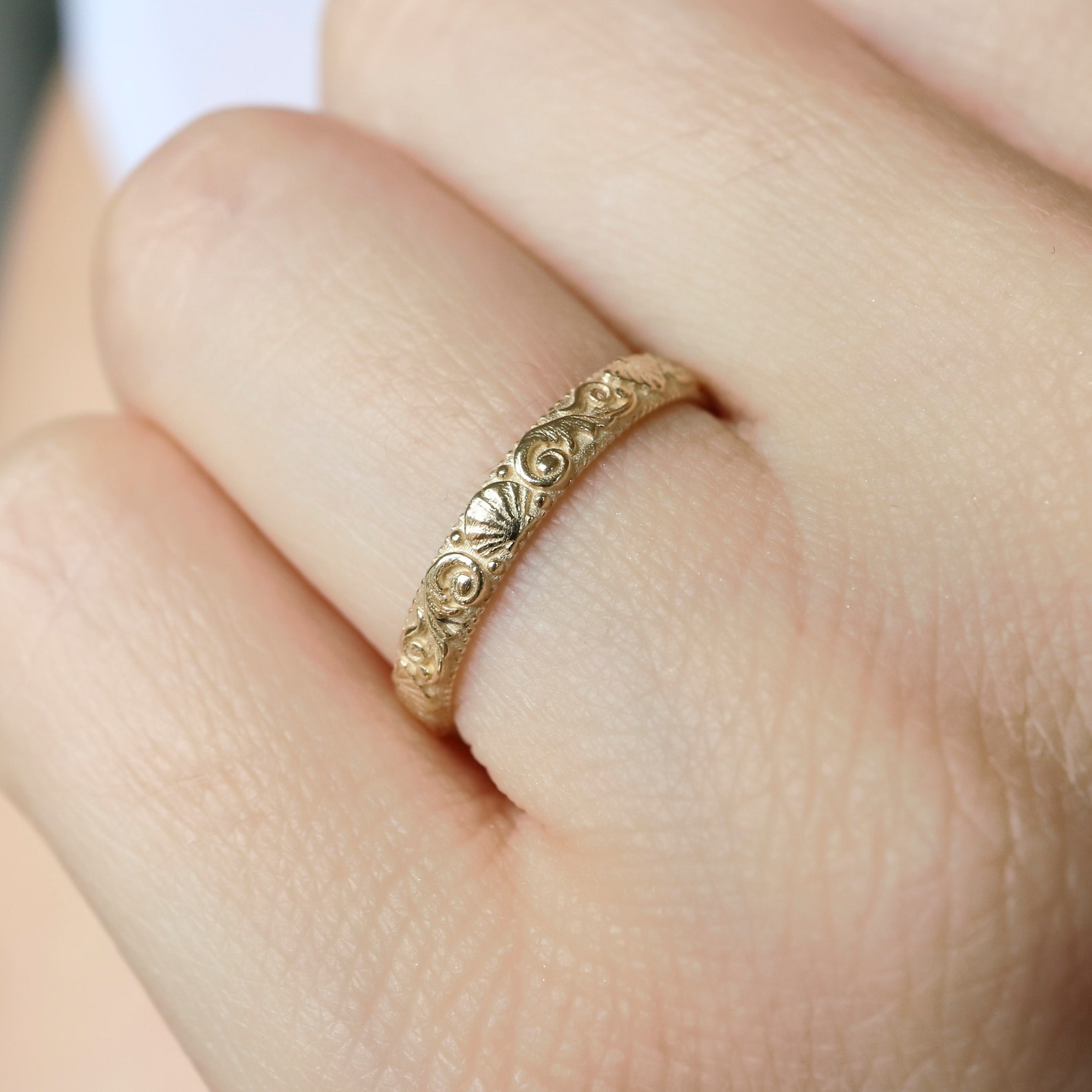 Ocean Ring Seashell Themed Band Vintage Waves Shells Etsy