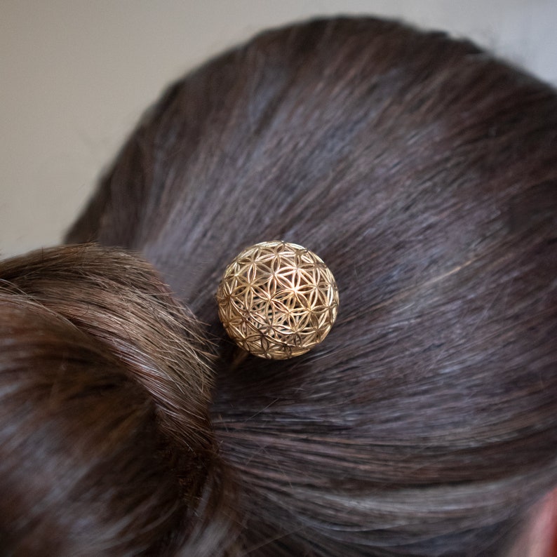 Flower of life Hair Piece, Hair Comb / Hair Stick ornament in bronze zdjęcie 1