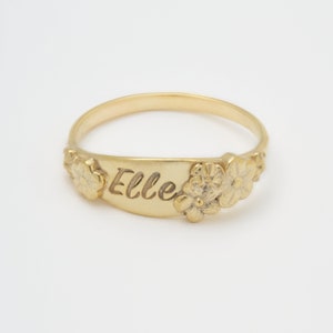 Sakura Flower Signet Ring: Personalized 14K Gold Monogram