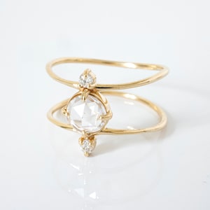 Rose Cut Sapphire and Diamond Ring image 1