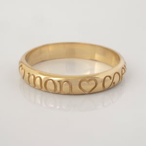 Antique Poesy 'My Heart' Wedding Ring - 16th century French Poesie Promise Band in 14 karat Solid Gold