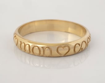 素敵なヴィンテージイングリッシュ9Kゴールドハートウェディングポジー