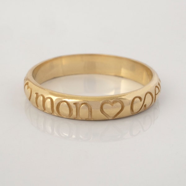 Antique Poesy 'My Heart' Wedding Ring - 16th century French Poesie Promise Band in 14 karat Solid Gold