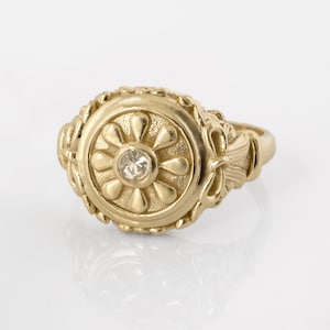 Asclepion Signet Ring: Ancient Greek Healing, Solid Gold & Sapphire