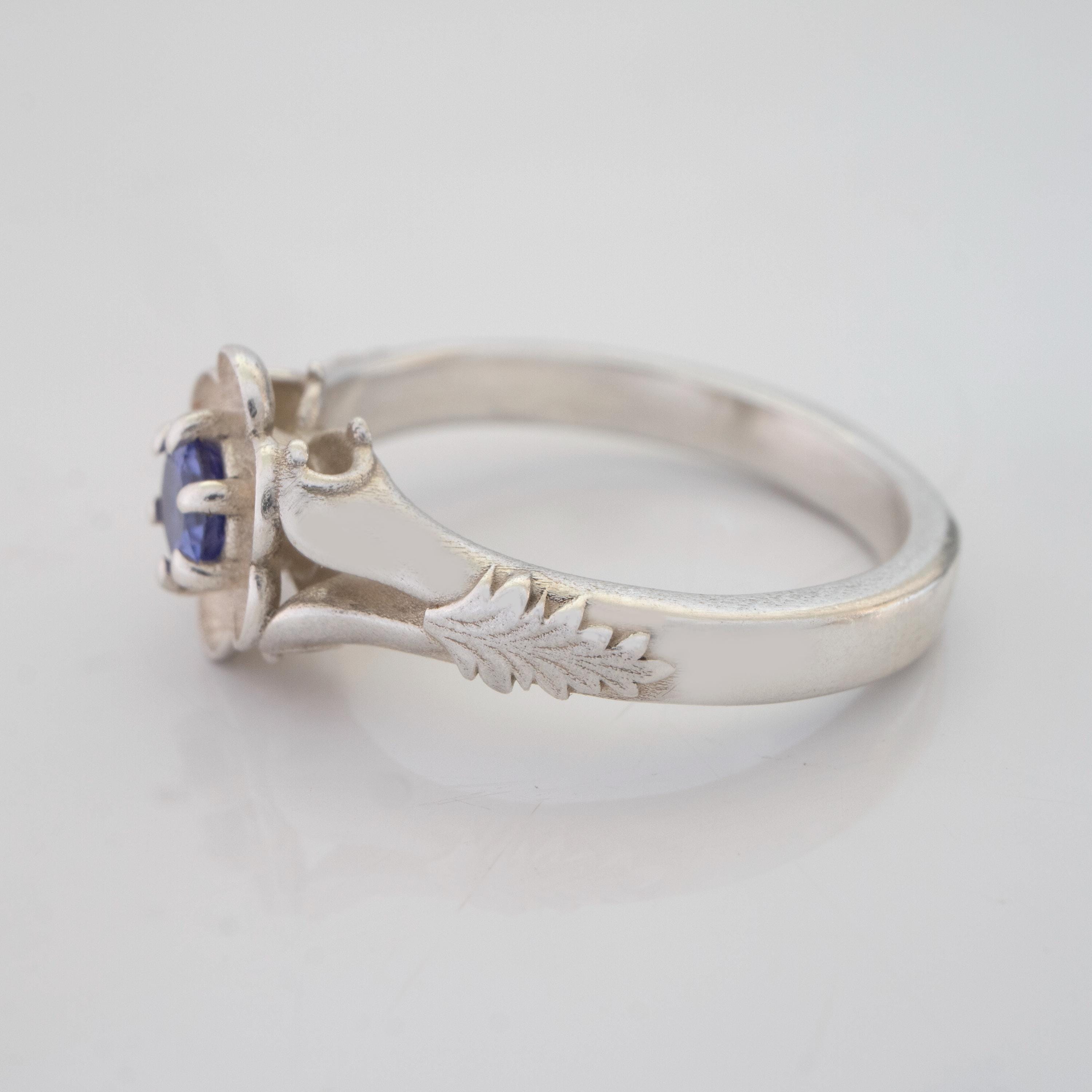 Vintage Buttercup Promise Ring, Floral Tanzanite Ring: Victorian Style ...