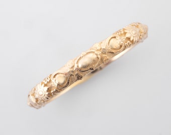 Antique Wedding Ring - Versailles French Vintage Engagement Band - 14 karat Solid Gold