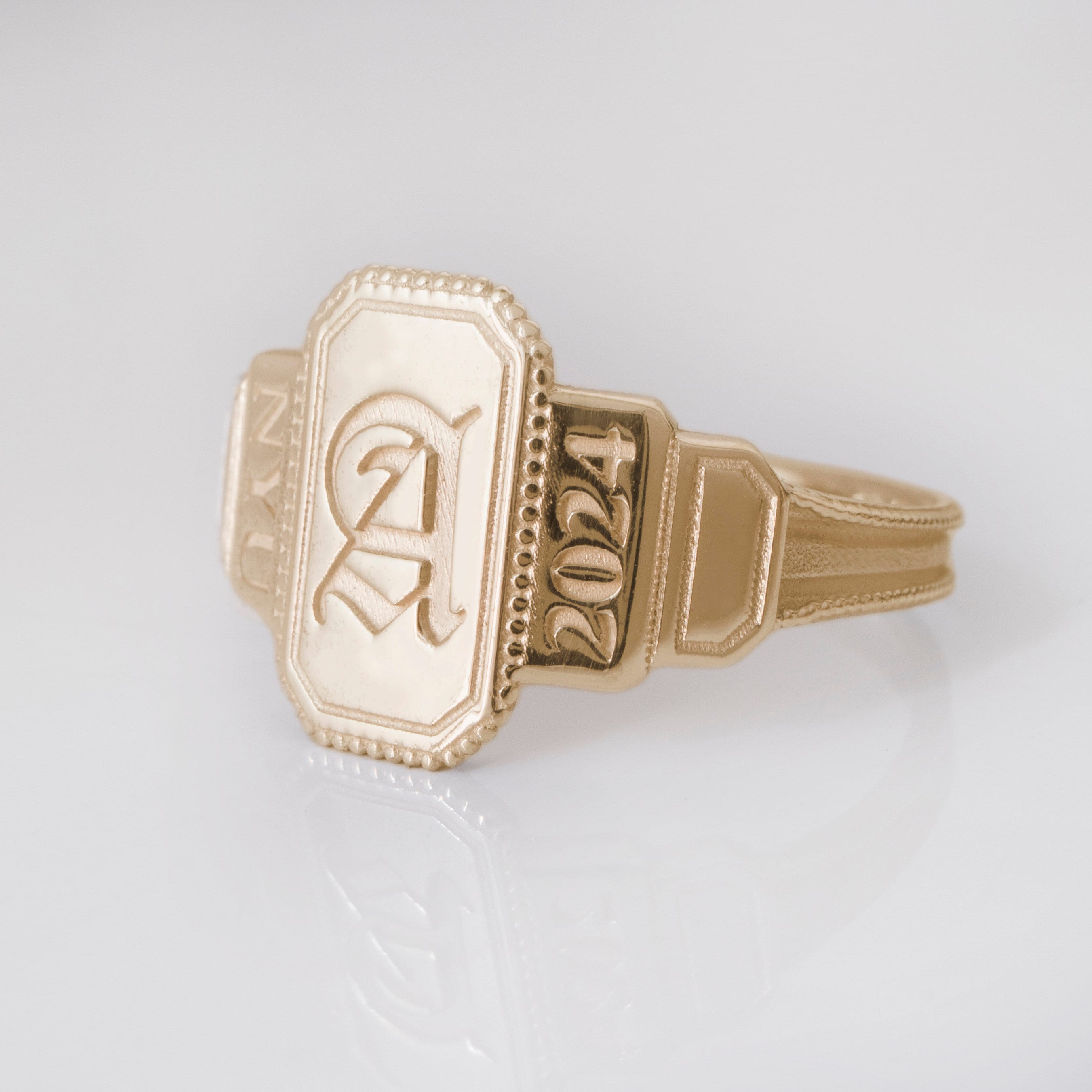Grad Gold Rings Vintage Style Solid Gold Graduation Ring: Class of 2026 Carved Ring - Etsy