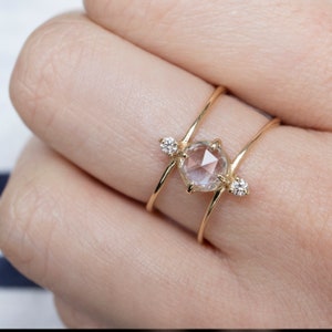 Rose Cut Sapphire and Diamond Ring image 2