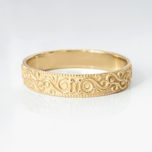 Paisley Ring Vintage Victorian Antique Botanical Wedding Band Bridal ring in Solid Gold image 2