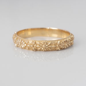 Florist Ring Vintage Antique Botanical Wedding Band Bridal ring in 14 karat Solid Gold image 3