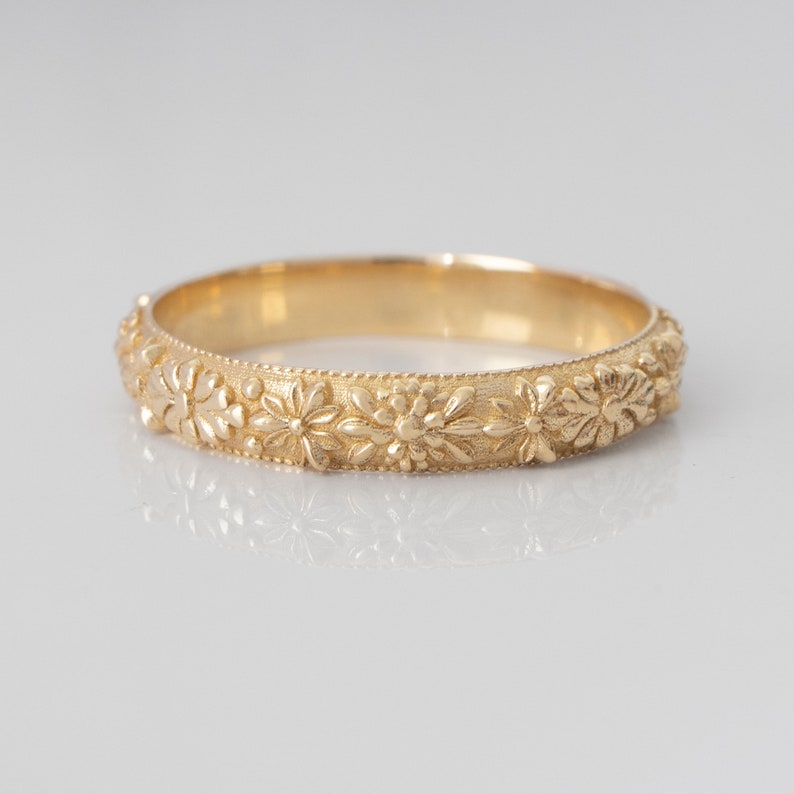 Florist Ring Vintage Antique Botanical Wedding Band Bridal ring in 14 karat Solid Gold image 3