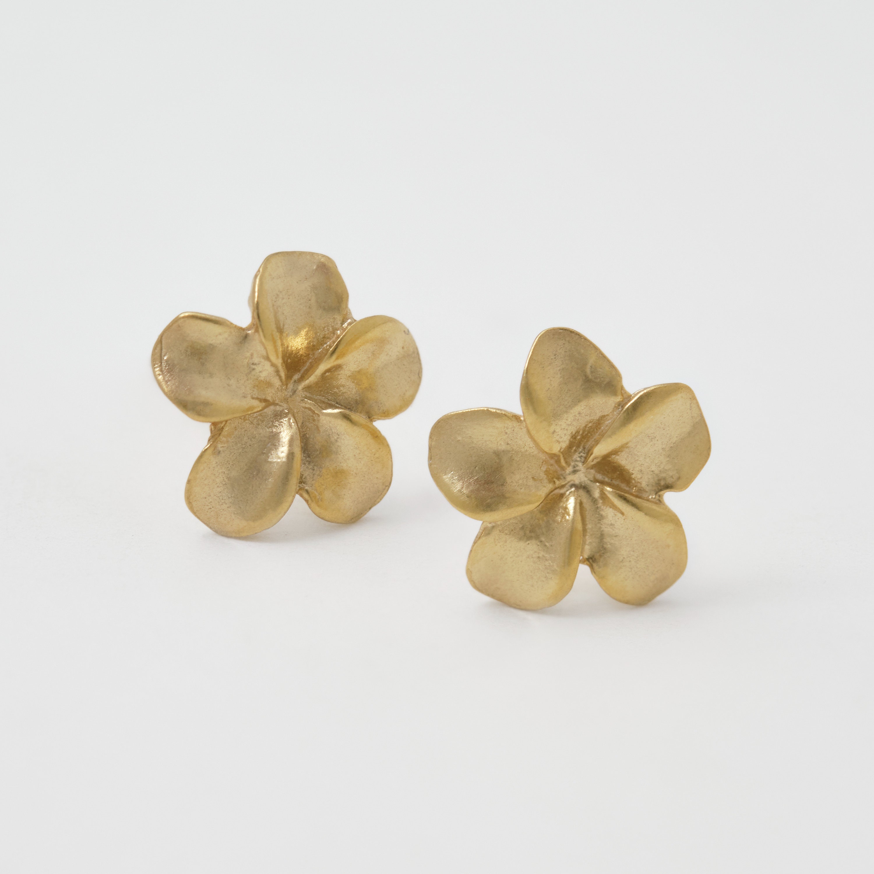 Minimal Floral Symbol Frangipani Earrings in 14K Solid Gold | Etsy