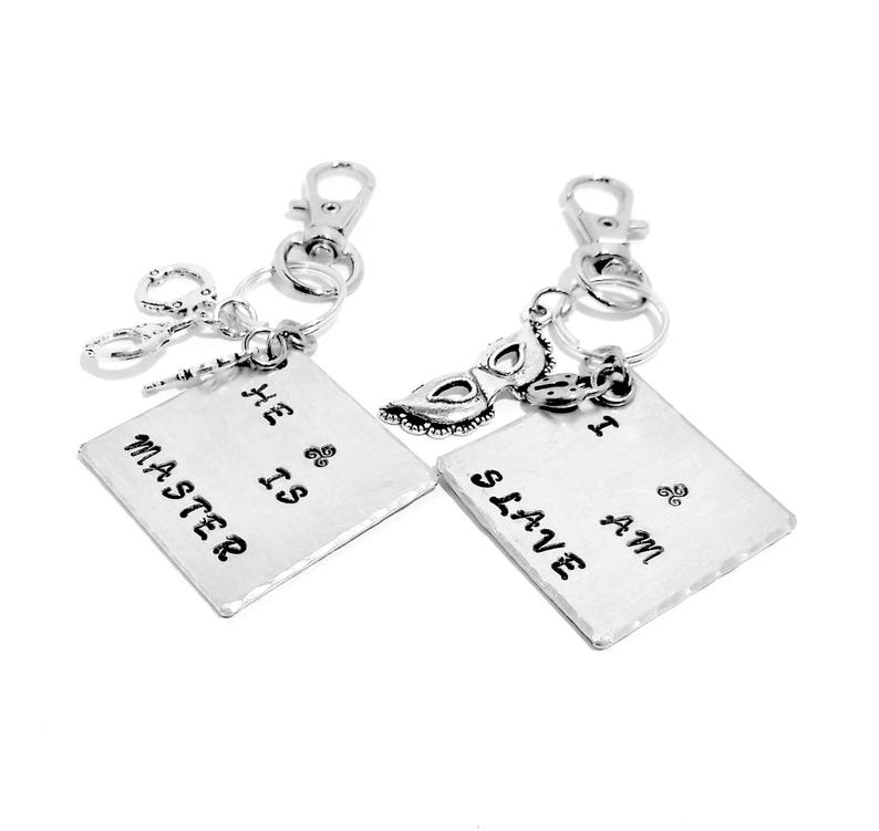 Bdsm He Is Master I Am Slave Key Chain Set Hand Stamped Etsy