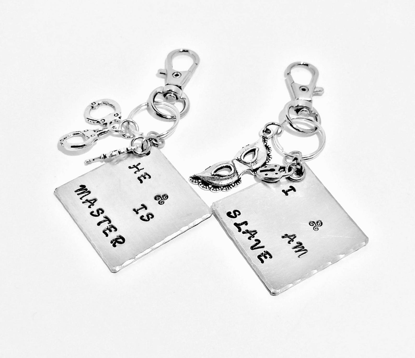 Bdsm He Is Master I Am Slave Key Chain Set Hand Stamped Etsy