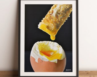 Egg Print | Egg & Soldier | Painting Reproduction | Kitchen | Food Art | Artwork | Poster | A4 A3 A2 A1 A0 50x70cm