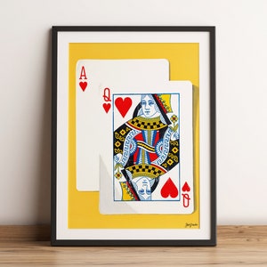 Blackjack Print | Ace Queen | Reprodukcja obrazu | Karty do gry | Kasyno | Dzieło sztuki | Plakat | A4 30 x 40 cm 50 x 70 cm 70 x 100 cm Strona główna Drukowanie