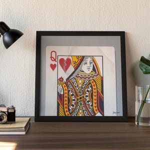 Karta do gry Queen Print | Złamane serce | Kasyno | Hazard | Reprodukcja obrazu | Plakat artystyczny | 12" 16" 20" / 30 cm 40 cm 50 cm Strona główna