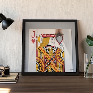 Jack speelkaartprint | Brandende liefde | Casino | Gokken | Schilderij reproductie | Kunstwerkposter | 12" 16" 20" / 30 cm 40 cm 50 cm Thuis