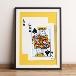 Impression Blackjack | « Le roi des as » | Reproduction de peinture | Cartes à jouer | Casino | Oeuvre d'art | affiche | A4 30 x 40 cm 50 x 70 cm 70 x 100 cm Impression pour la maison