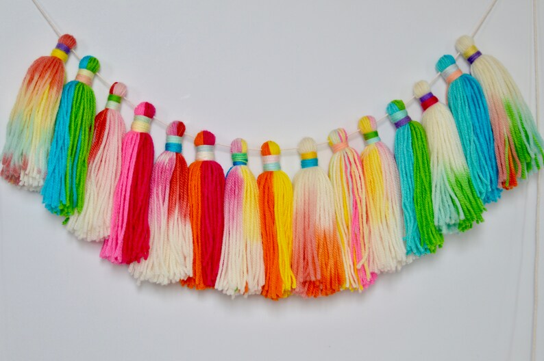 Yarn Tassel Garland Tassels Nursery Decor Rainbow Etsy